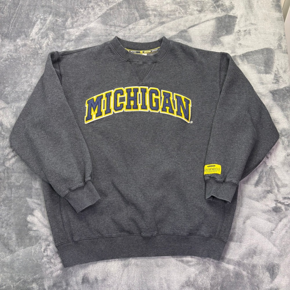 Michigan Wolverines Crewneck Sweatshirt Mens Large Gray Colosseum Athletics NCAA